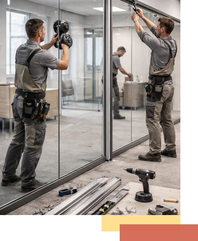 Стеклянные офисные перегородки под ключ в каменке