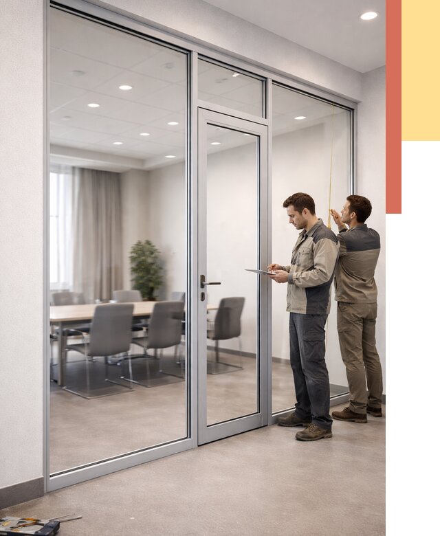 Установка и монтаж алюминиевых перегородок со стеклом в каменке от 8294 руб. | ОТДЕЛОЧНИК-Кам