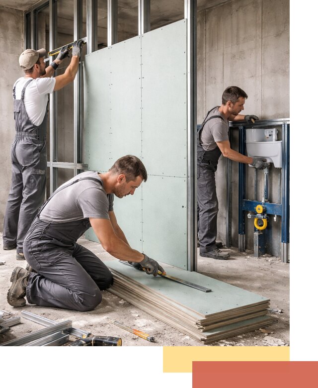 Монтаж и ремонт сантехнических перегородок в каменке