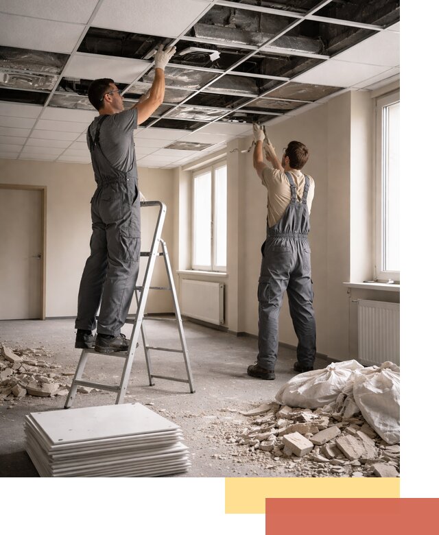 Демонтаж потолков Армстронг профессионально в каменке