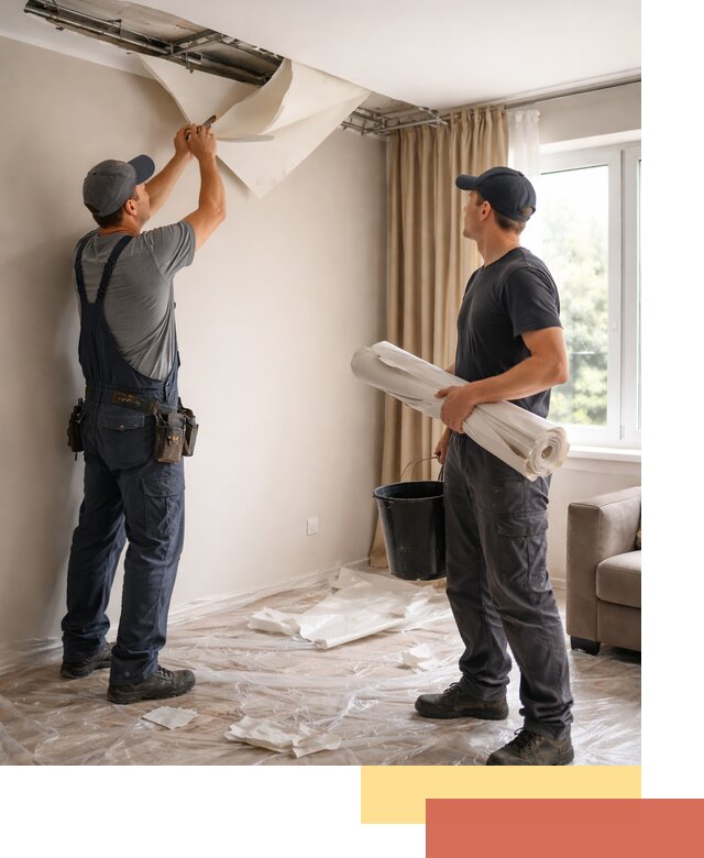 Демонтаж натяжного потолка в каменке быстро и аккуратно