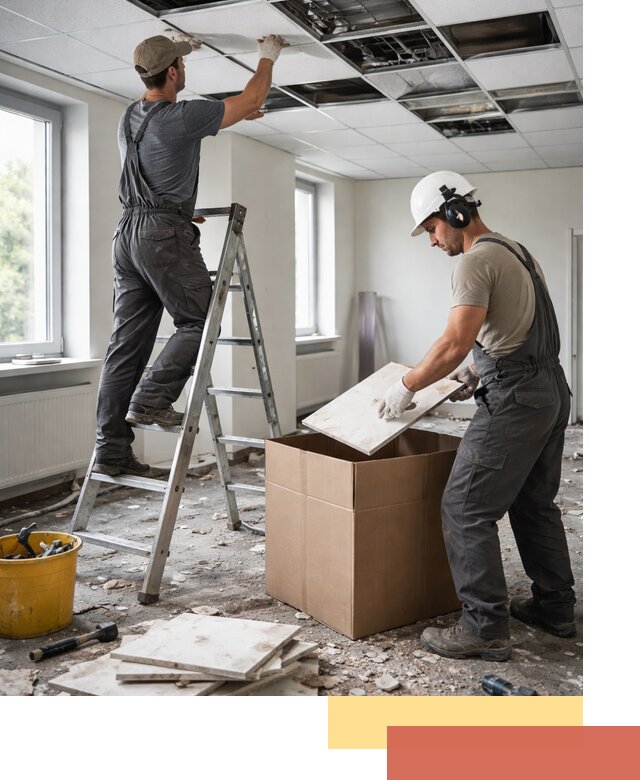 Демонтаж потолочной плитки в каменке быстро и аккуратно