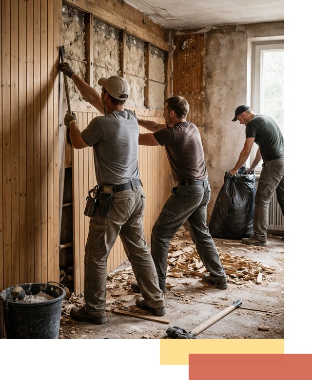 Демонтаж вагонки и вывоз материалов в каменке