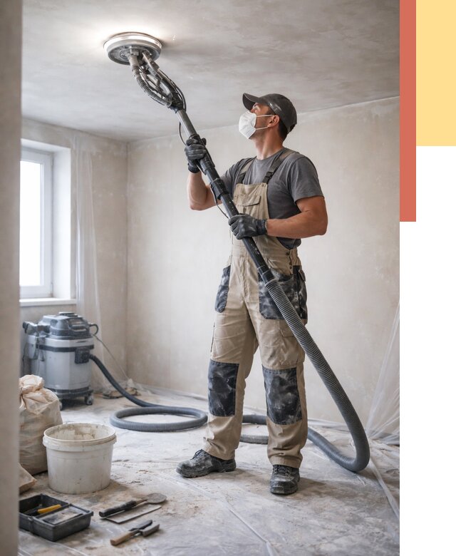 Шлифовка потолка в каменке от 3540 руб. — услуги шлифования потолка | ОТДЕЛОЧНИК-Кам