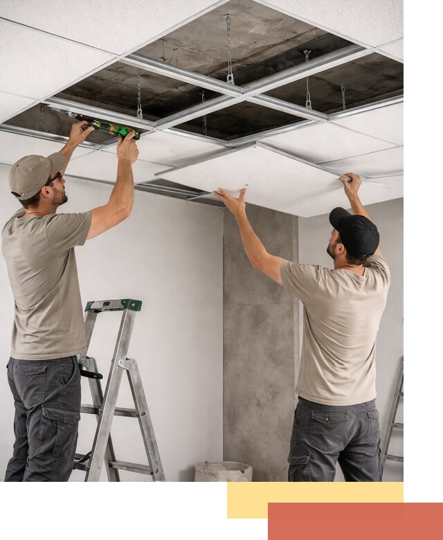 Монтаж потолка Армстронг под ключ в каменке