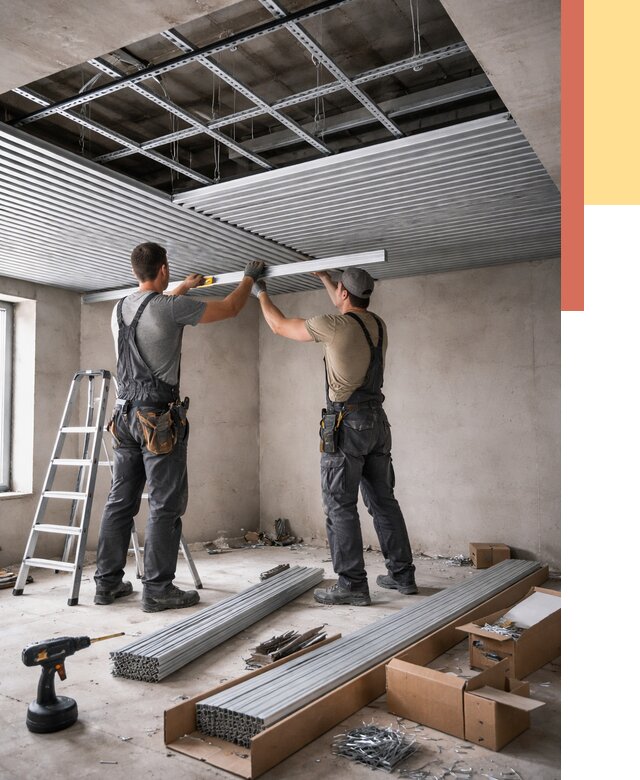 Монтаж реечного потолка в каменке от 4552 руб. под ключ | ОТДЕЛОЧНИК-Кам