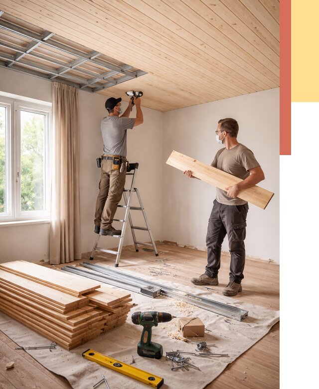 Монтаж потолка из вагонки в каменке от 6575 руб. | Быстро и недорого — ОТДЕЛОЧНИК-Кам