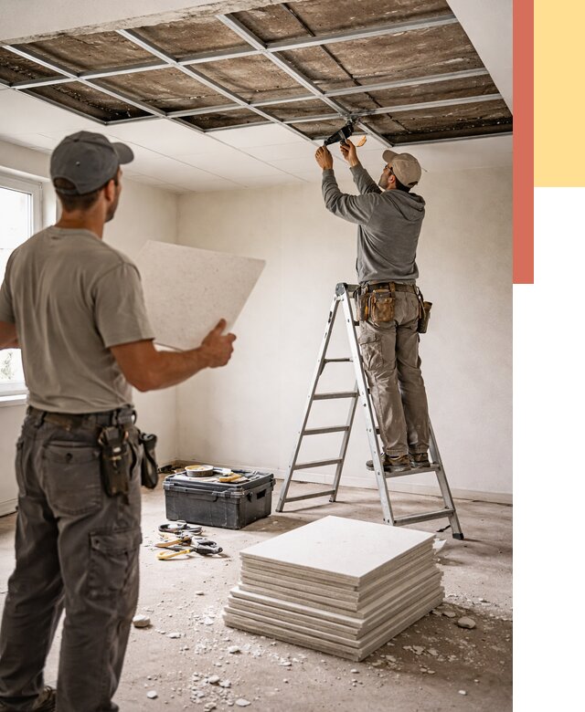 Замена плит подвесного потолка в каменке от 1770 руб. быстро и недорого | ОТДЕЛОЧНИК-Кам
