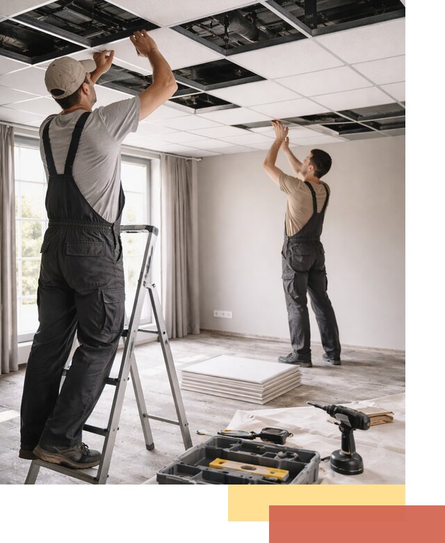 Замена плит подвесного потолка в каменке быстро и качественно