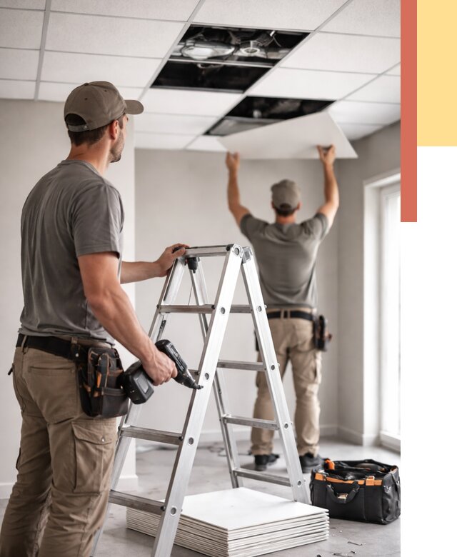 Обслуживание подвесного потолка в каменке от 3540 руб. — быстро и недорого | ОТДЕЛОЧНИК-Кам