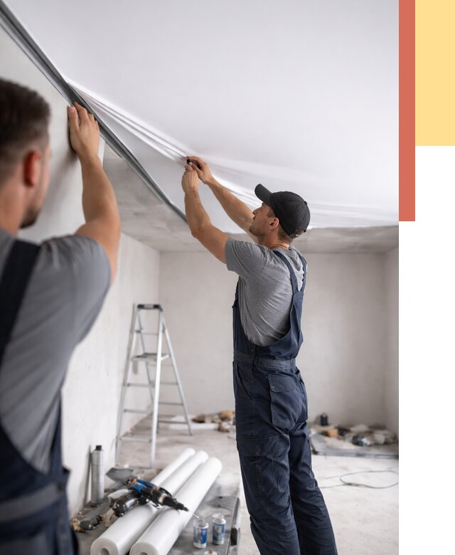 Монтаж матового натяжного потолка в каменке от 4552 руб./м² — быстро и недорого | ОТДЕЛОЧНИК-Кам