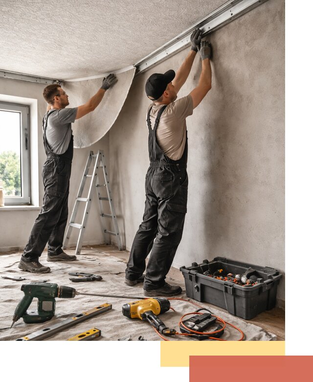 Монтаж фактурного натяжного потолка в каменке качественно и быстро