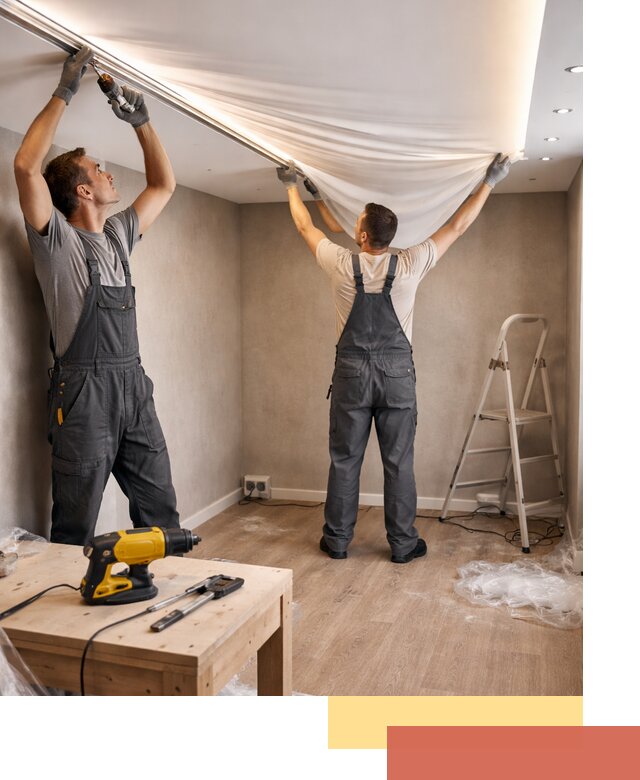 Монтаж натяжного потолка с подсветкой в каменке цена и сроки