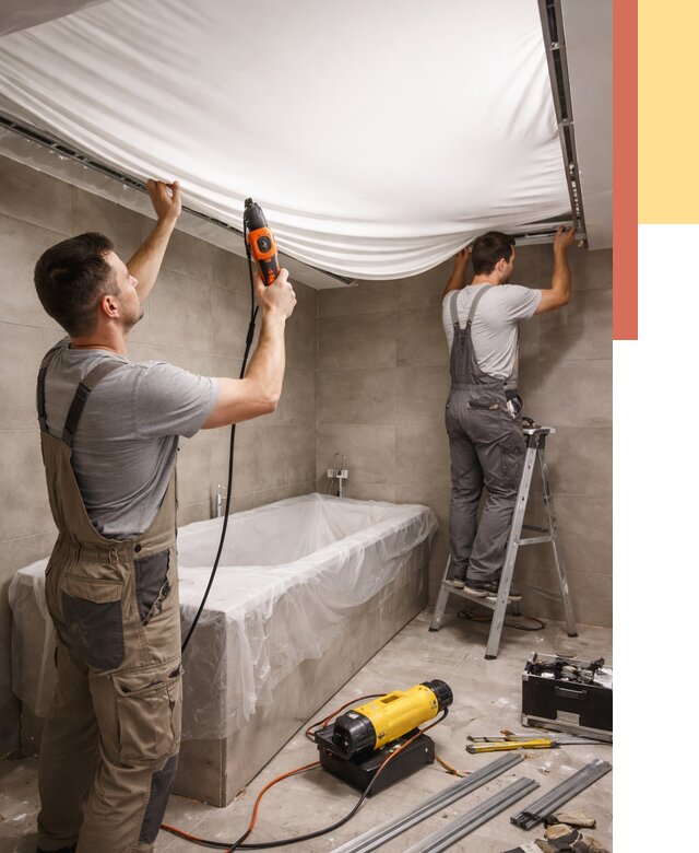 Монтаж натяжного потолка в ванной в каменке от 1214 руб. под ключ | ОТДЕЛОЧНИК-Кам