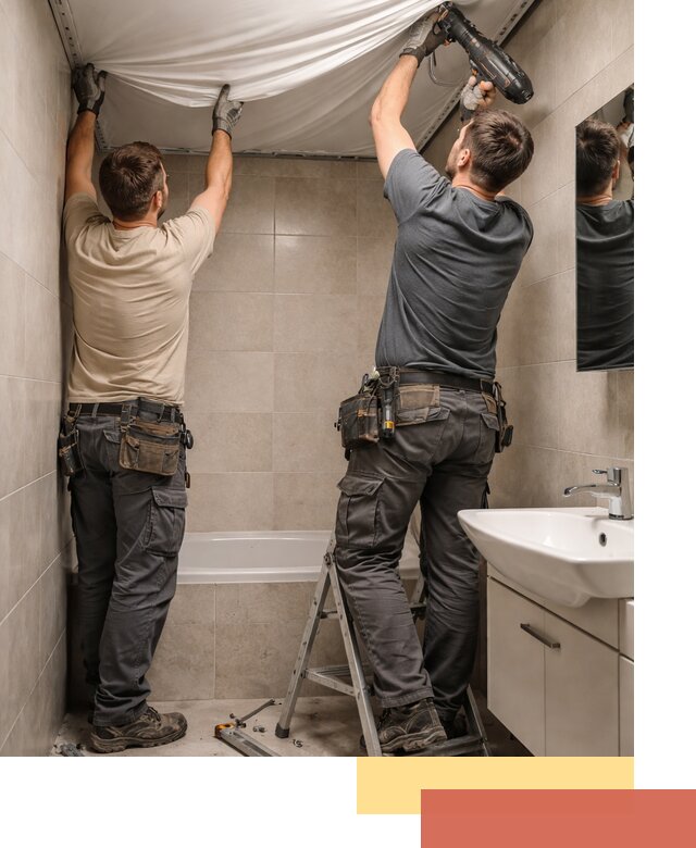 Монтаж натяжного потолка в ванной в каменке быстро и качественно