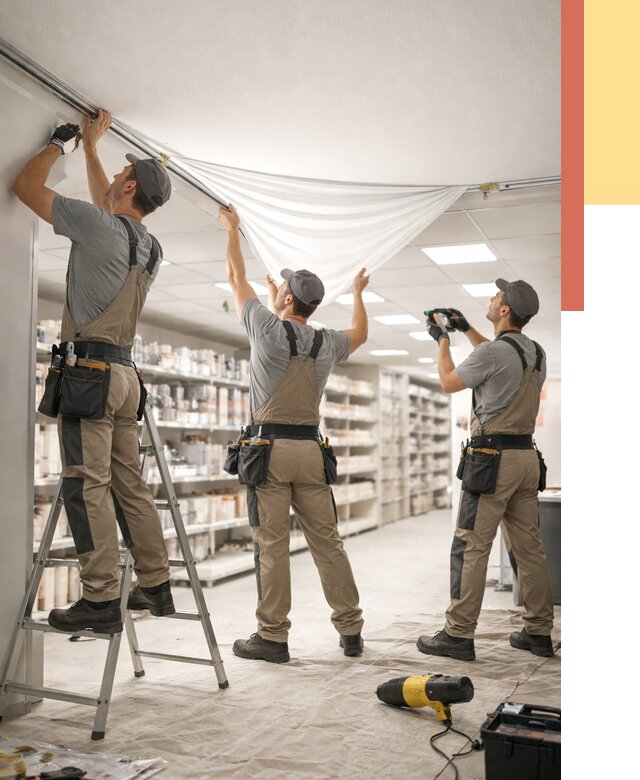 Монтаж натяжного потолка в магазине в каменке от 4552 руб. быстро и недорого | ОТДЕЛОЧНИК-Кам