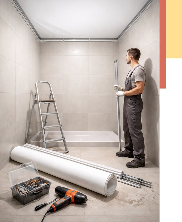 Монтаж натяжного потолка в санузле в каменке от 1871 руб. — ОТДЕЛОЧНИК-Кам