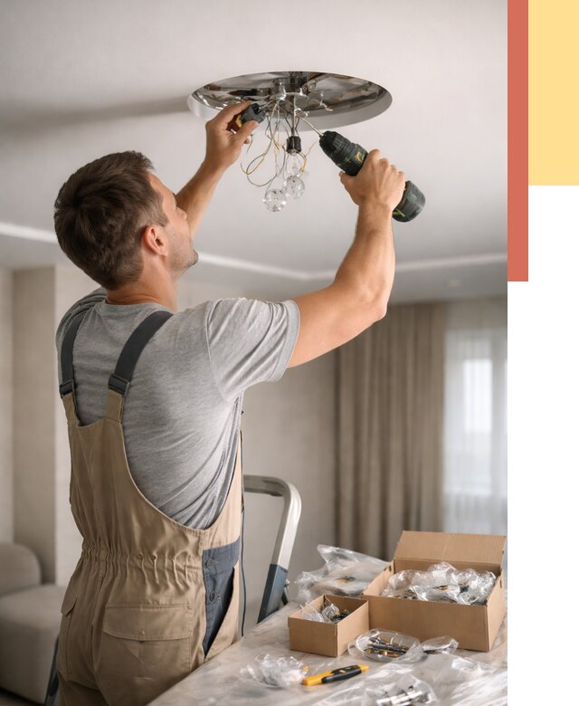 Установка люстры в натяжной потолок в каменке от 1214 руб. | Быстро и недорого — ОТДЕЛОЧНИК-Кам