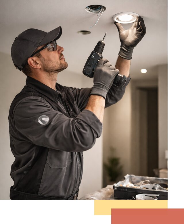 Установка точечных светильников в натяжной потолок в каменке