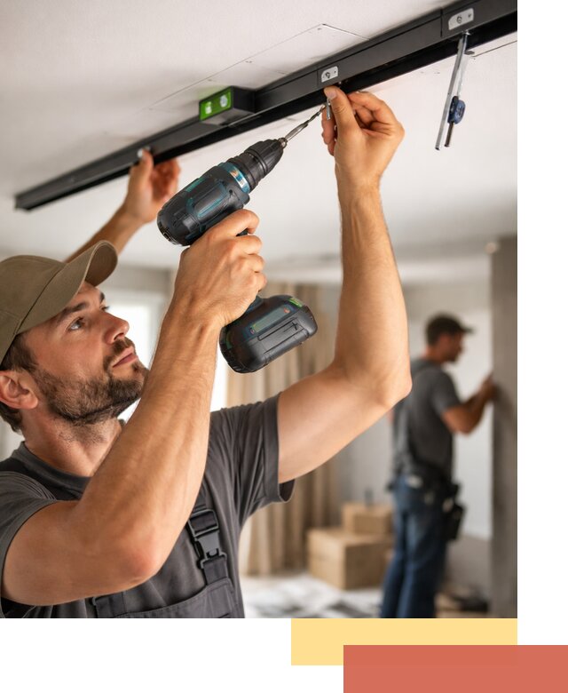 Установка трековых светильников в натяжной потолок в каменке