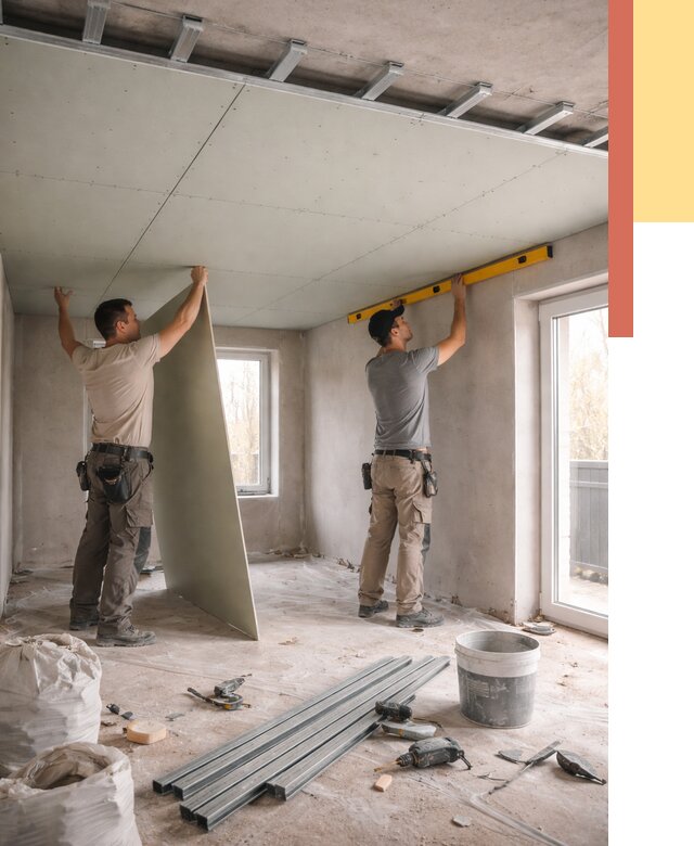 Одноуровневый потолок из гипсокартона в каменке от 759 руб. — монтаж под ключ | ОТДЕЛОЧНИК-Кам