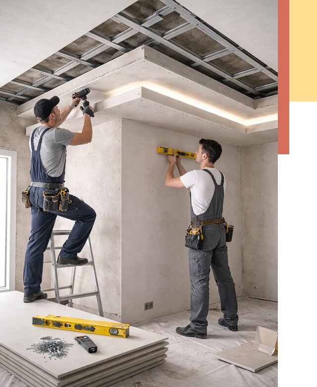 Двухуровневый потолок из гипсокартона в каменке от 1467 руб. под ключ | ОТДЕЛОЧНИК-Кам