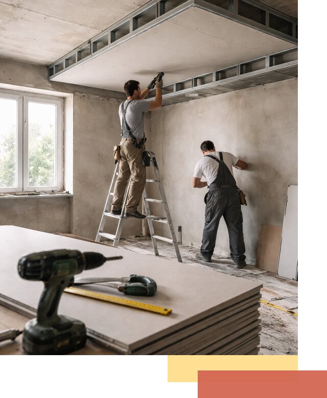 Двухуровневый потолок из гипсокартона в каменке