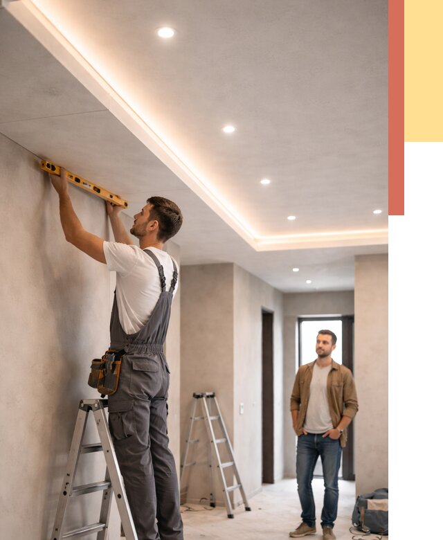 Потолок из гипсокартона с подсветкой в каменке от 759 руб./м2 под ключ | ОТДЕЛОЧНИК-Кам