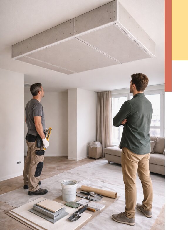 Короб на потолке из гипсокартона в каменке от 2225 руб. — монтаж и услуги под ключ | ОТДЕЛОЧНИК-Кам