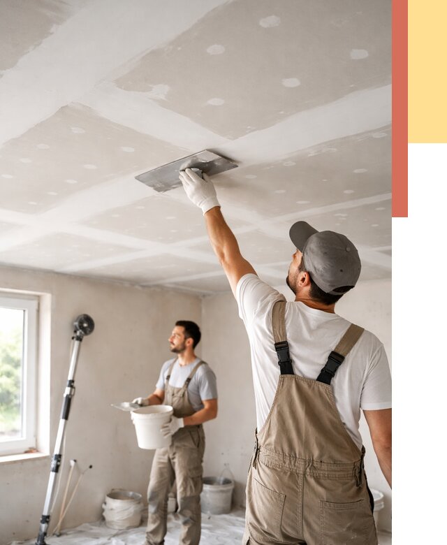 Шпаклевка потолка из гипсокартона в каменке от 3237 руб./м2 — услуги под ключ | ОТДЕЛОЧНИК-Кам