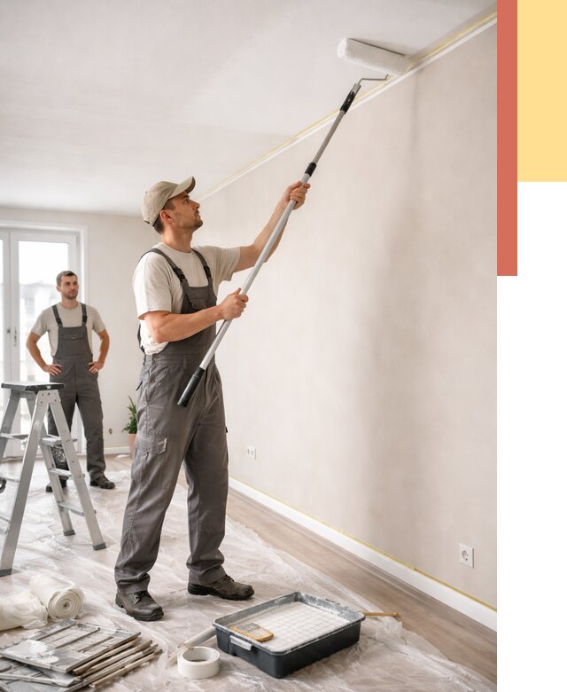 Покраска потолка из гипсокартона в каменке от 4552 руб./м2 — услуги под ключ | ОТДЕЛОЧНИК-Кам