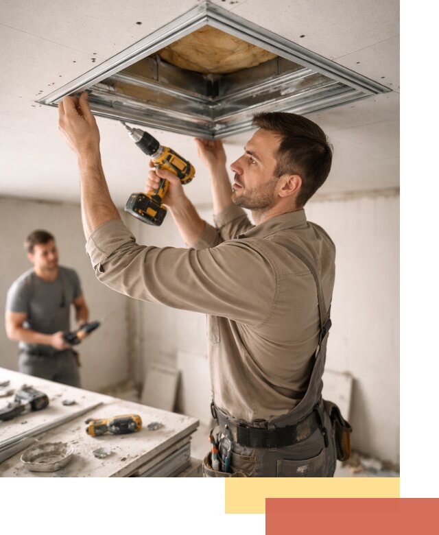 Монтаж люка в потолок из ГКЛ в каменке