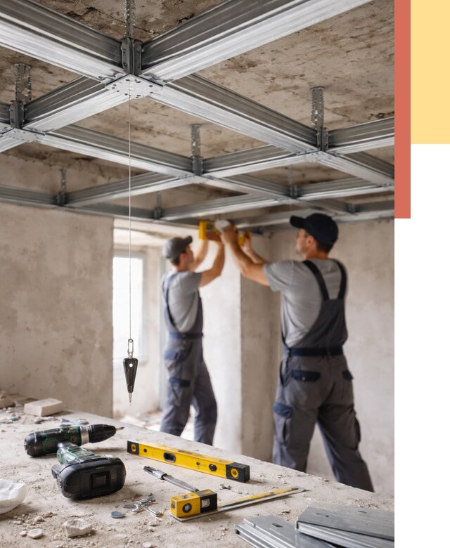 Монтаж каркаса потолка из профиля в каменке от 4552 руб. — услуги ОТДЕЛОЧНИК-Кам